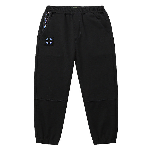 Pantaloni casual pentru copii pentru baieti cu logo in negru