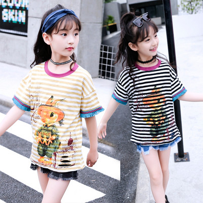 Детска ежедневна блуза в два цвята с апликация за момичета