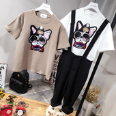 Alkalmi női póló színes rátéttel és 3D elemekkel