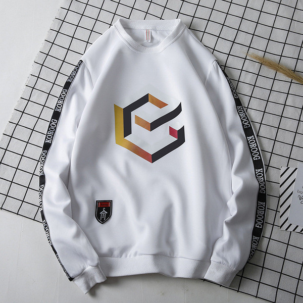 Bluză bărbătească cu aplicație și guler în formă de O în patru culori