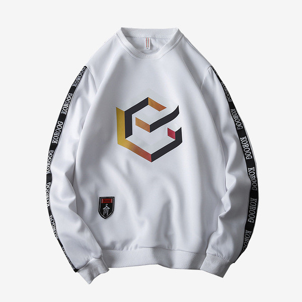 Bluză bărbătească cu aplicație și guler în formă de O în patru culori