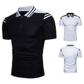 Κομψό ανδρικό μπλουζάκι με λευκό και μαύρο χρώμα με γιακά