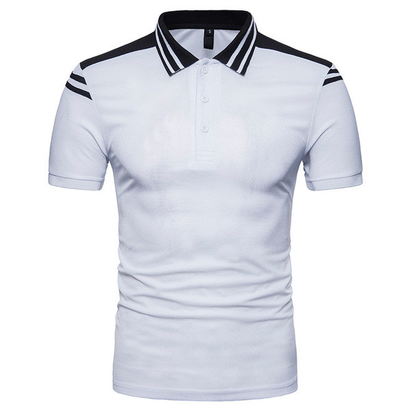 Κομψό ανδρικό μπλουζάκι με λευκό και μαύρο χρώμα με γιακά