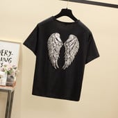 Modern női póló fekete színben, flitteres díszítéssel