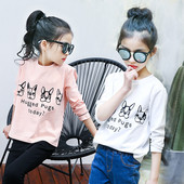 Fehér és rózsaszín színű, hosszú ujjú gyerekblúz lányoknak