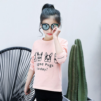 Παιδική μπλούζα για κορίτσια σε λευκό και ροζ με μακριά μανίκια
