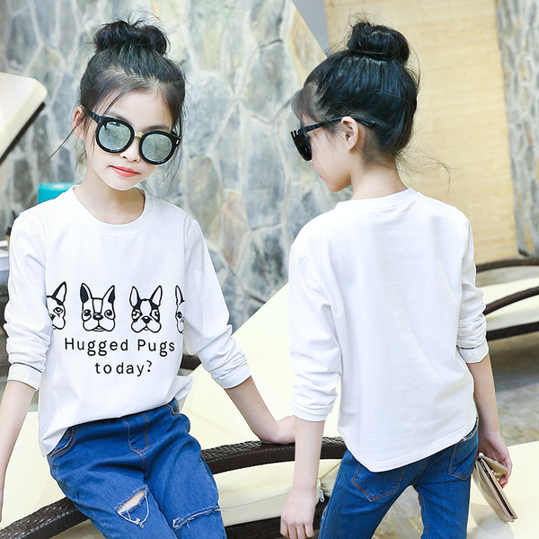 Fehér és rózsaszín színű, hosszú ujjú gyerekblúz lányoknak