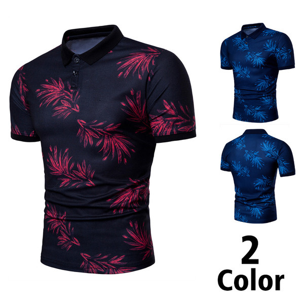 Rövid ujjú férfi póló piros és kék színben