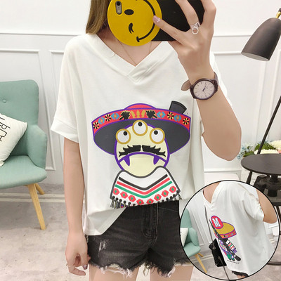 Μοντέρνα γυναικεία μπλούζα με ντεκολτέ σε σχήμα V σε δύο χρώματα