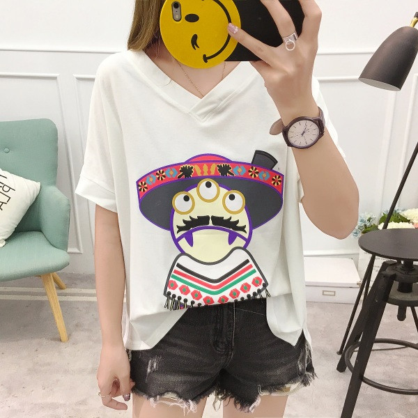 Μοντέρνα γυναικεία μπλούζα με ντεκολτέ σε σχήμα V σε δύο χρώματα