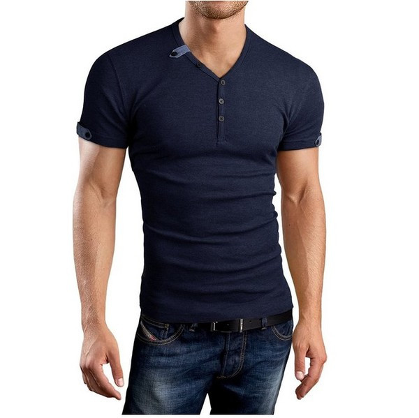 Stílusos férfi póló szürke és kék színben