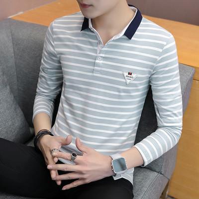 Férfi csíkos blúz gallérral és gombokkal, öt színben