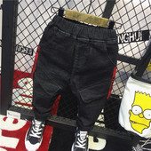 Blugi moderni pentru copii pentru baieti cu buzunare si inscriptii