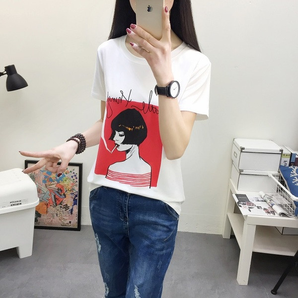 Tricou casual dama cu aplicare de culoare in alb si negru