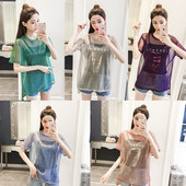 Διαφανές γυναικείο μπλουζάκι σε φαρδύ σχέδιο σε διάφορα χρώματα