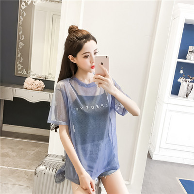 Διαφανές γυναικείο μπλουζάκι σε φαρδύ σχέδιο σε διάφορα χρώματα