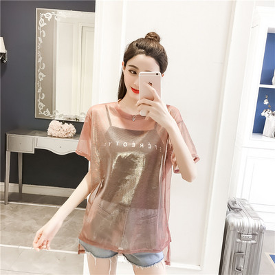 Διαφανές γυναικείο μπλουζάκι σε φαρδύ σχέδιο σε διάφορα χρώματα