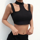 Rövid női felső fekete színben