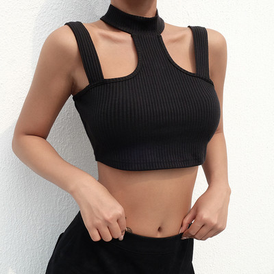 Rövid női felső fekete színben