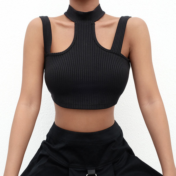 Rövid női felső fekete színben