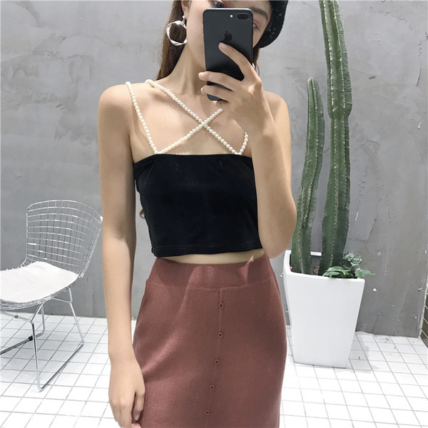 Modern női bársony felső fekete és rózsaszín gyöngyökkel