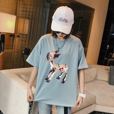 Tricou casual dama cu aplicare de culoare in mai multe culori