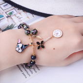 Γυναικείο βραχιόλι με χάντρες και μενταγιόν σε δύο χρώματα