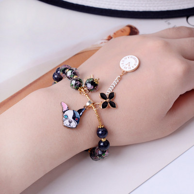 Γυναικείο βραχιόλι με χάντρες και μενταγιόν σε δύο χρώματα