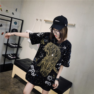 Modern női póló O-nyakú és színes rátéttel