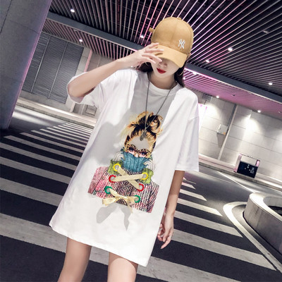 Modern női póló O-nyakú és színes rátéttel