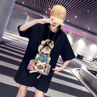 Modern női póló O-nyakú és színes rátéttel