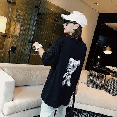 Modern női póló O-nyakú és színes rátéttel