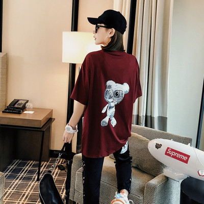 Modern női póló O-nyakú és színes rátéttel