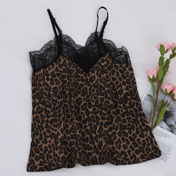 Modern női felső leopárd mintával és csipkével, két színben