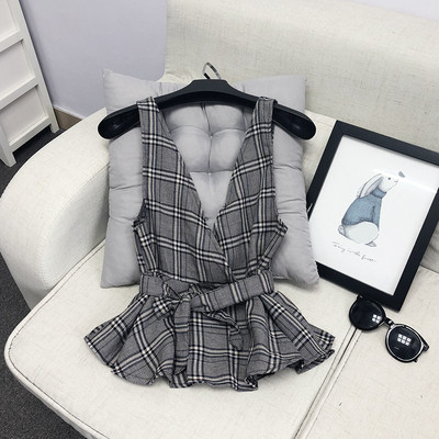 Maieu de damă în carouri cu decolteu în V în mai multe culori