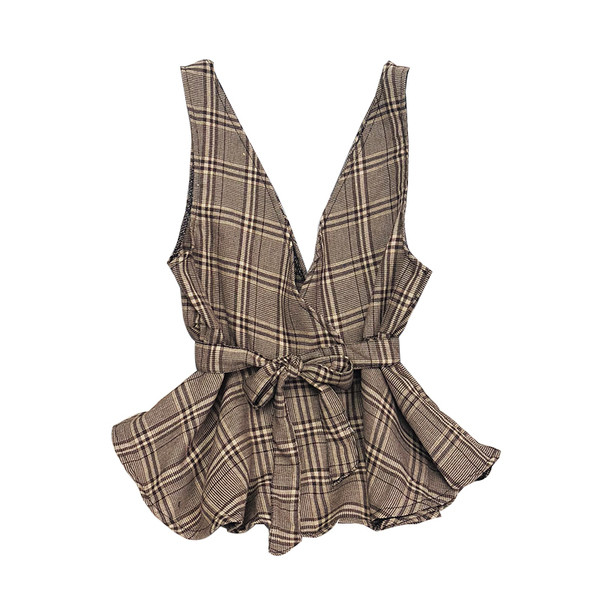 Maieu de damă în carouri cu decolteu în V în mai multe culori