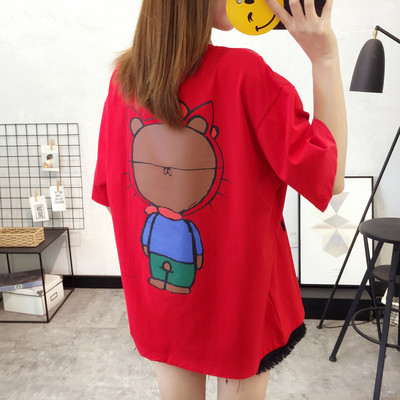 Lezser női póló színes rátéttel a hátán több színben