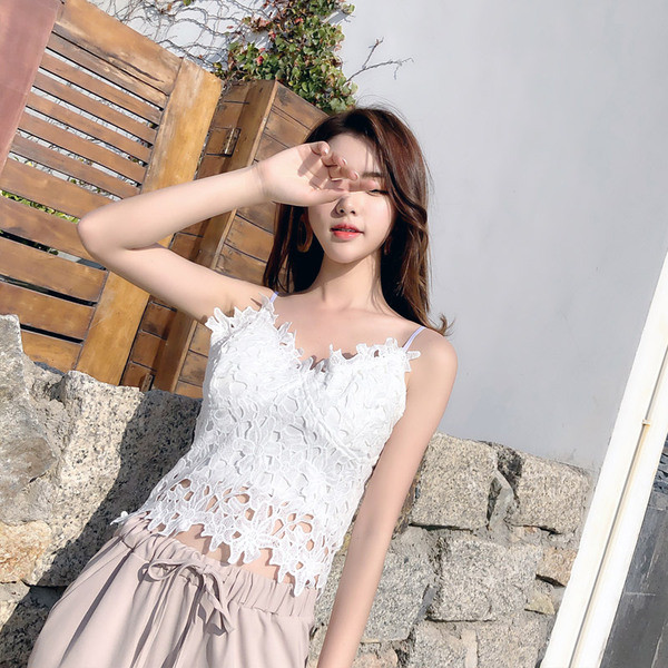 Top de damă elegant din dantelă alb-negru