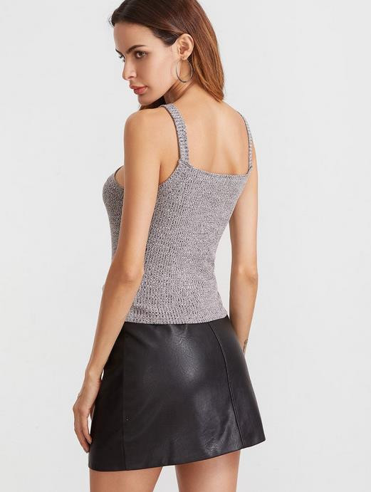 Μοντέρνο γυναικείο λεπτό μοντέλο αμάνικο σε γκρι χρώμα