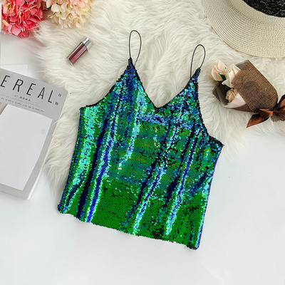 Σύντομό γυναικείο αμάνικο με πούλιες σε διαφορετικά χρώματα