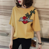 Tavaszi női póló színes hímzéssel, három színben