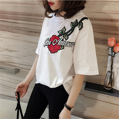 Tavaszi női póló színes hímzéssel, három színben