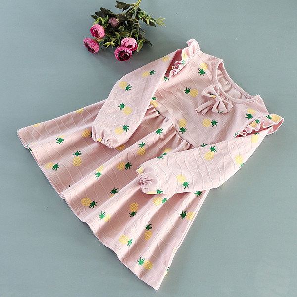 Rochie de copii moderna pentru fete in trei culori cu motive florale si panglica