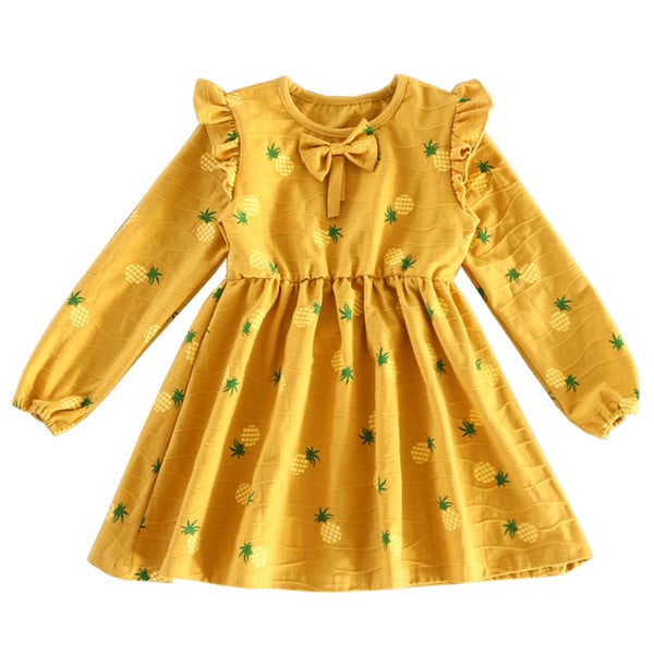 Rochie de copii moderna pentru fete in trei culori cu motive florale si panglica