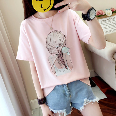 Alkalmi női póló színes rátéttel fekete, fehér és rózsaszín színben