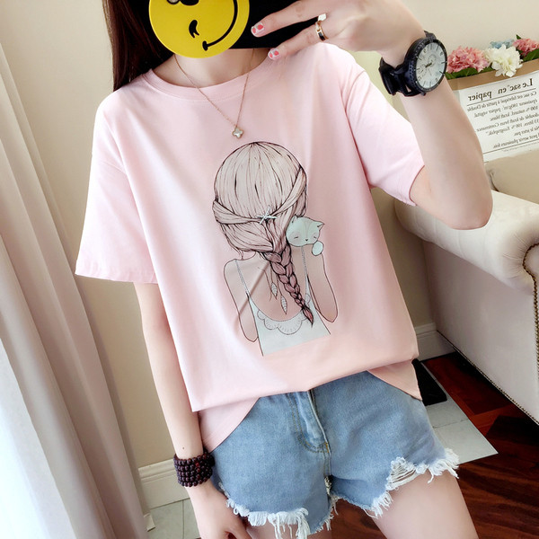 Alkalmi női póló színes rátéttel fekete, fehér és rózsaszín színben