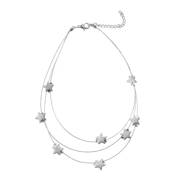 Καθημερινό γυναικείο ασημένιο κολιέ  με αστέρια