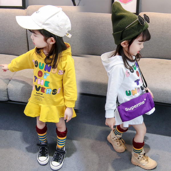 Rochie sport-casual pentru copii in doua culori cu inscriptie