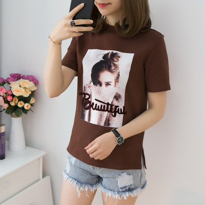 Γυναικέια  μπλούζα με έγχρωμο κέντημα και επιγραφή σε μαύρο, λευκό και καφέ χρώμα