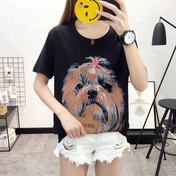 Modern női póló fekete színű rátéttel